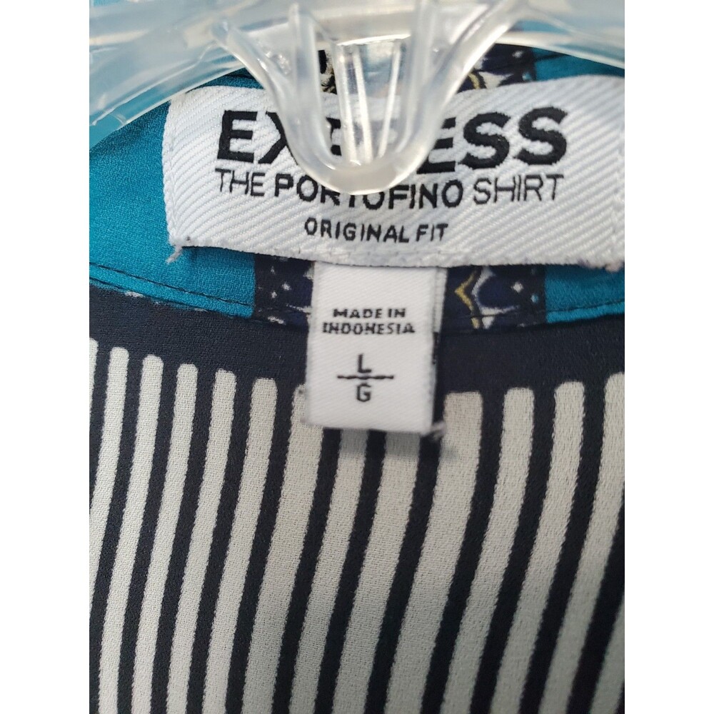 Express Portofino Original Fit Roll-Tab Sleeve Button-Up Shirt Size Large - Picture 4 of 6